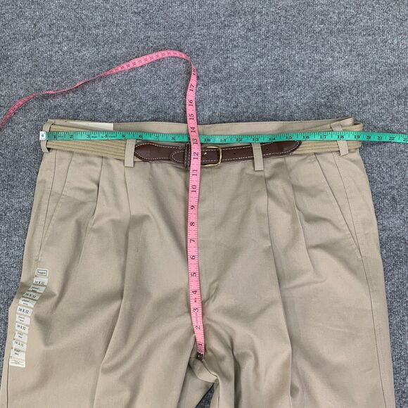 Haggar Pants Mens 38 Classic Fit Pleated Belted Straight Flat Front Non Iron New - Picture 5 of 12